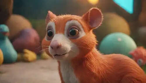 Animales animados 3D, colores lúdicos y vibrantes, fondos caprichosos, criaturas fantásticas, iconos de tira de películas, valor nostálgico, personajes icónicos de animales, queridas franquicias de películas, una mezcla de estilos realistas y caricaturas