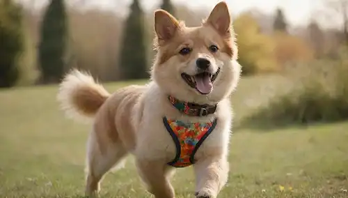 perro feliz con cuello colorido