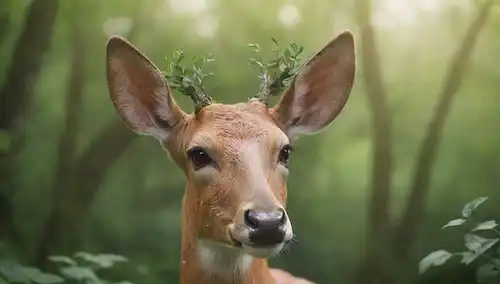 ilustración 3D de una suave doe con cuernos suaves