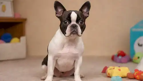 Una amistosa raza de perros de Boston Terrier con un abrigo corto