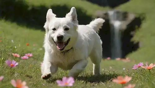 Un perro feliz con un abrigo brillante