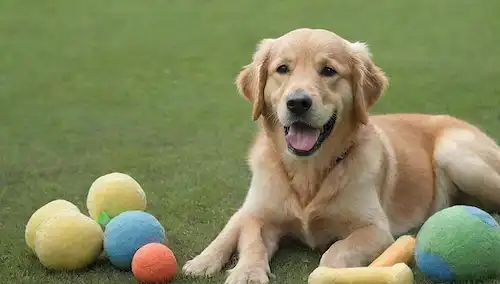 un feliz cachorrito de oro sentado en una hierba verde