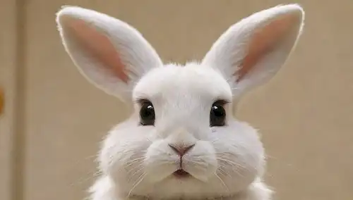 Fluffy conejo cabeza inclinada
