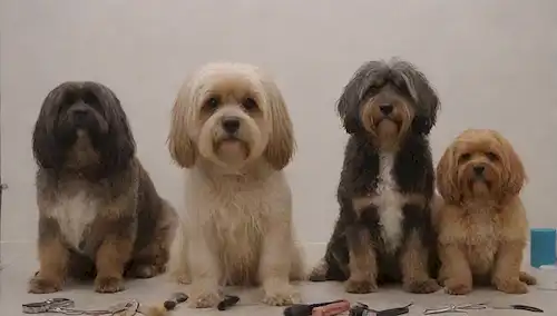 3-4 perros con diferentes capas y razas