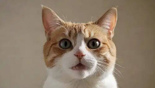 Una cara de gatos con una burbuja de pensamiento que contiene una expresión enigmática, un disparo de cerca de orejas de gato encendidas en la atención, una pata de felino que llega a tocar una superficie invisible, una sonrisa sutil en los bigotes