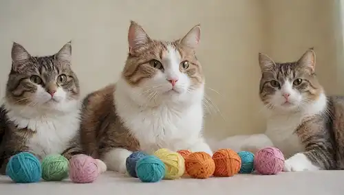 3-5 gatos con diferentes longitudes y colores