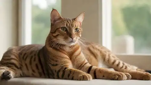 Un majestuoso gato bengal con un abrigo dorado y marcas distintivas
