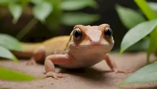 Una cara de geckos con ojos brillantes