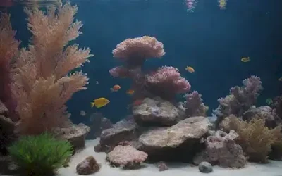 Acuario 3D con agua y plantas claras