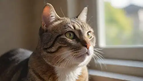 3D representación de un gato curioso con una expresión ansiosa