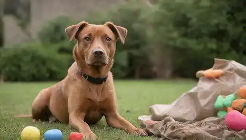 un perro marrón con expresión culpable