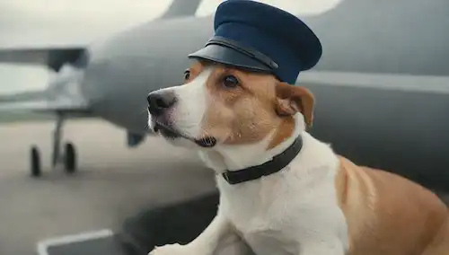 2 perros sentados en un panel de control de aviones