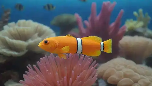 Disparo de un pez de color brillante nadando cerca de un arrecife de coral