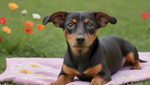 Un perro Teckel feliz con grandes ojos marrones