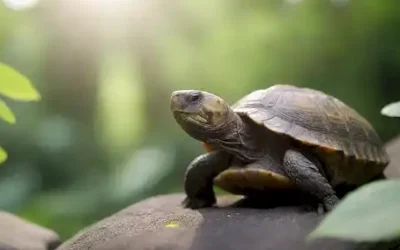 Una suave tortuga en una roca