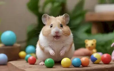 ilustración 3D de un hámster feliz