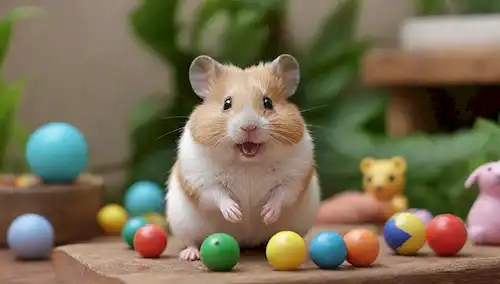 ilustración 3D de un hámster feliz